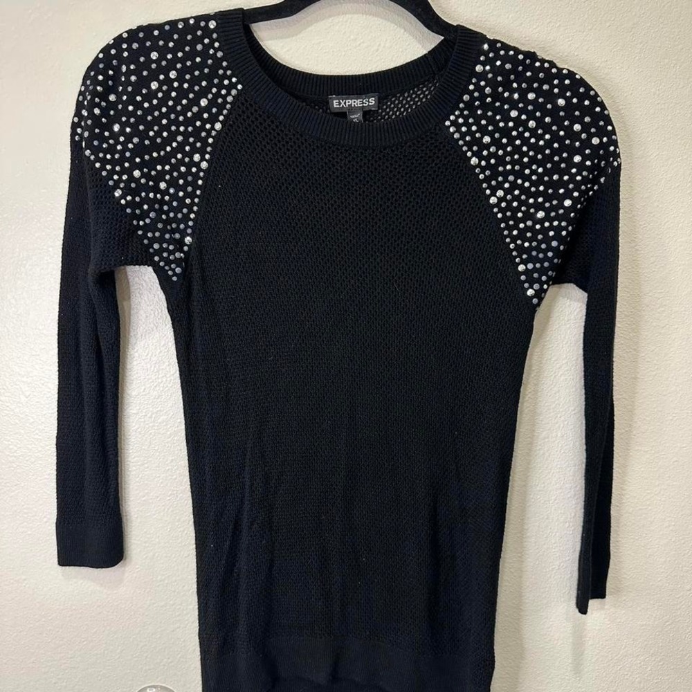 Black Express blouse with sequin shoulder detail Size small